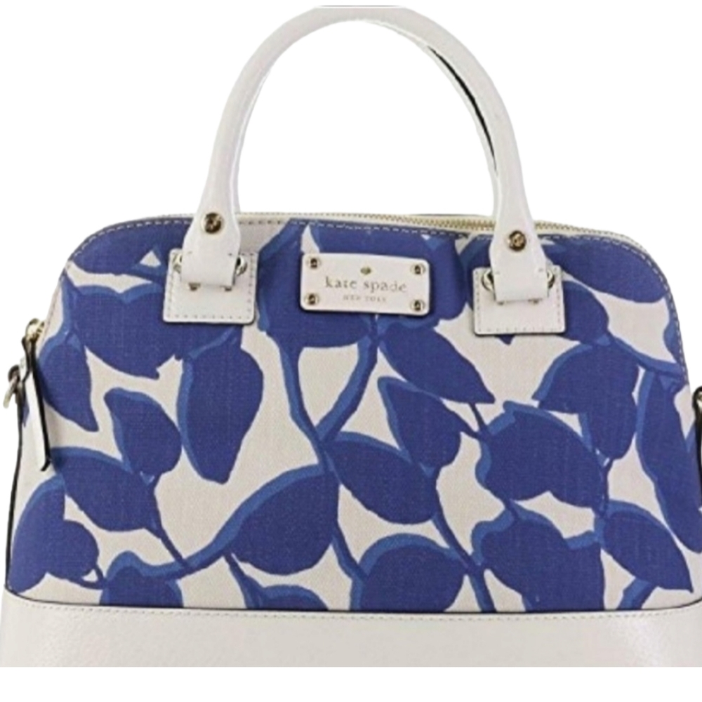 Kate Spade Wellesley Leaves Canvas/leather Rachelle Handbag
